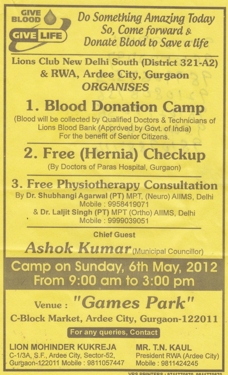 Blood Donation Camp at Ardee City on 06May2012