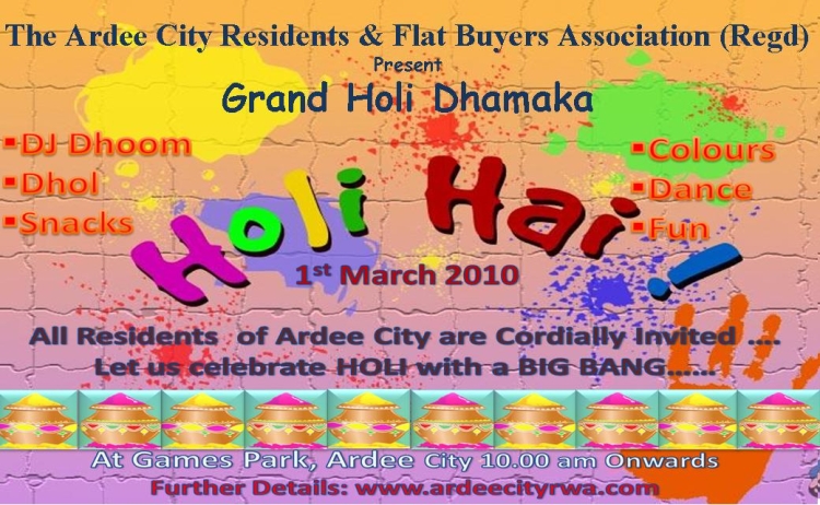 Ardee City Holi Celebrations on 1st March Ardee City Holi Celebrations on 1st March
